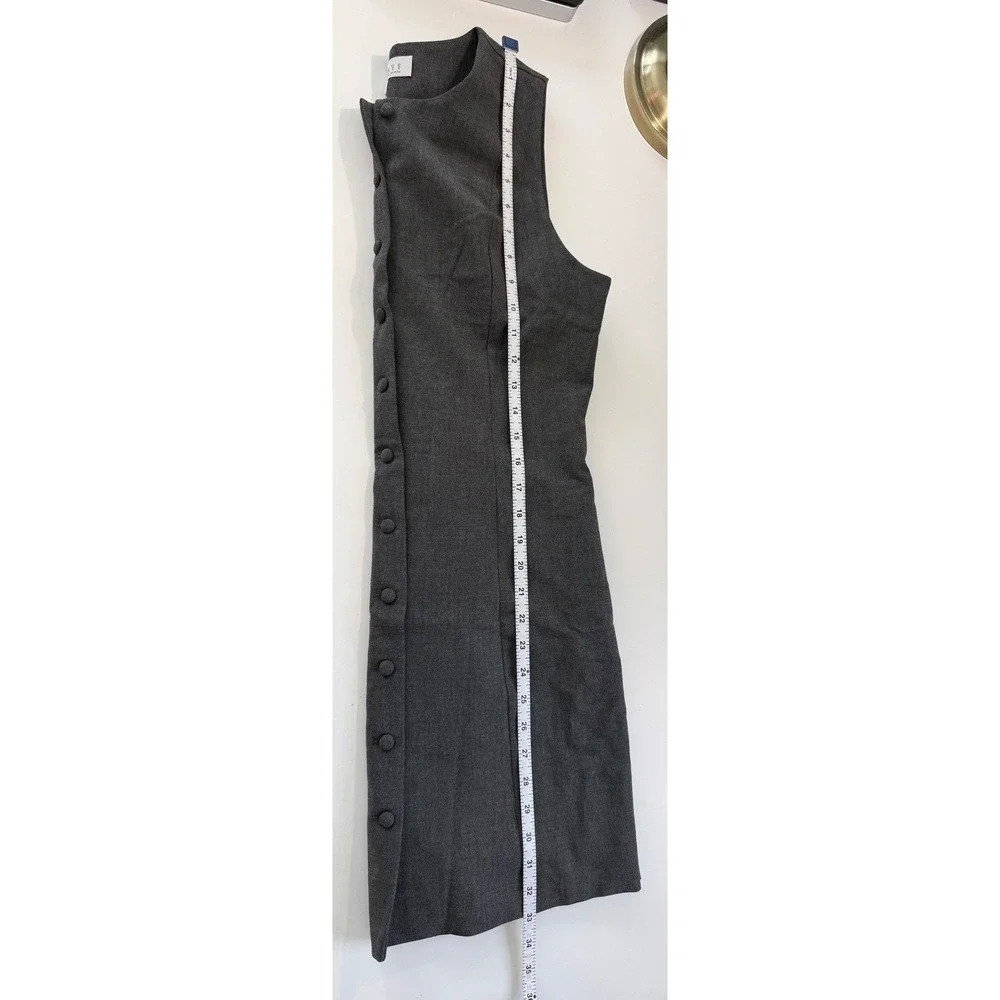 WAYF Charcoal Grey Button‎ Front Sleeveless Mini Dress Med Pockets NWOT Career